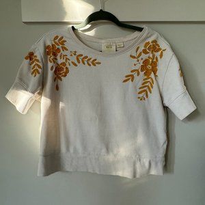 Anthropologie Maeve Medium Jersey Top with Floral Design